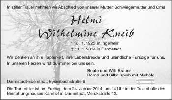 Traueranzeige von Wilhelmine Kneib von Echo-Zeitungen (Gesamtausgabe)