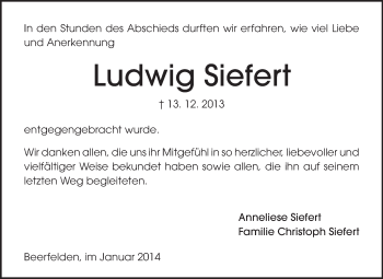 Traueranzeige von Ludwig Siefert von Odenwälder Echo