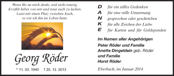 Traueranzeige von Georg Röder von Odenwälder Echo