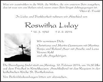 Traueranzeige von Roswitha Lulay von Starkenburger Echo