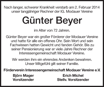 Traueranzeige von Günter Beyer von Echo-Zeitungen (Gesamtausgabe)