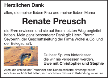 Traueranzeige von Renate Preusch von Echo-Zeitungen (Gesamtausgabe)