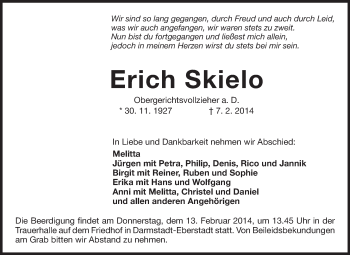 Traueranzeige von Erich Skielo von Echo-Zeitungen (Gesamtausgabe)