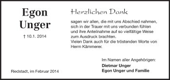 Traueranzeige von Egpm Unger von Rüsselsheimer Echo, Groß-Gerauer-Echo, Ried Echo