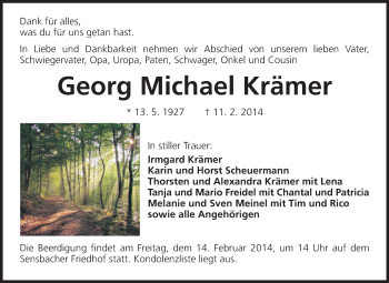 Traueranzeige von Georg Michael Krämer von Odenwälder Echo