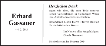 Traueranzeige von Erhard Gassauer von Rüsselsheimer Echo, Groß-Gerauer-Echo, Ried Echo