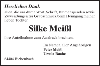 Traueranzeige von Silke Meißl von Echo-Zeitungen (Gesamtausgabe)