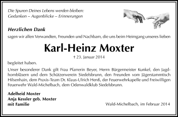 Traueranzeige von Karl-Heinz Moxter von Odenwälder Echo