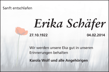 Traueranzeige von Erika Schäfer von Starkenburger Echo