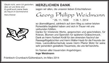 Traueranzeige von Georg Philipp Weidmann von Echo-Zeitungen (Gesamtausgabe)