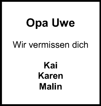 Traueranzeige von Hans-Uwe Götz von Echo-Zeitungen (Gesamtausgabe)