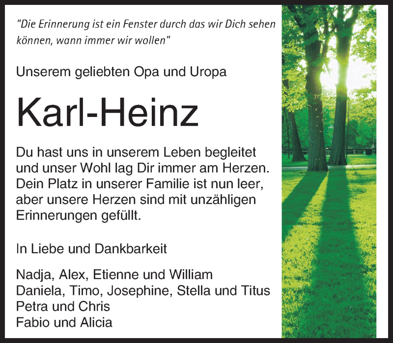  Traueranzeige für Karl-Heinz  vom 14.11.2015 aus trauer.echo-online.de