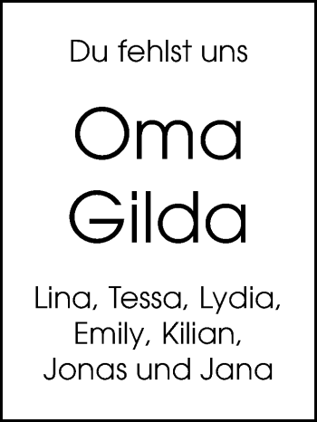 Traueranzeige von Gilda  von trauer.echo-online.de