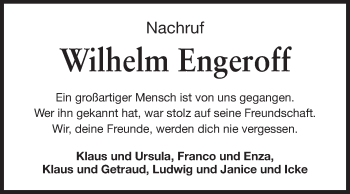 Traueranzeige von Wilhelm Engeroff von Rüsselsheimer Echo, Groß-Gerauer-Echo, Ried Echo