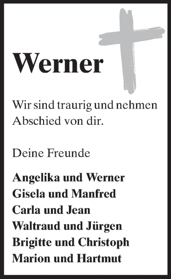 Traueranzeige von Werner  von Rüsselsheimer Echo, Groß-Gerauer-Echo, Ried Echo