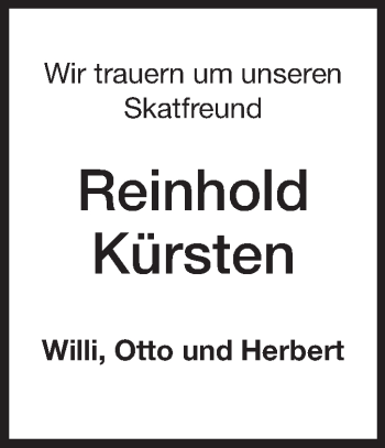 Traueranzeige von Reinhold Kürsten von Rüsselsheimer Echo, Groß-Gerauer-Echo, Ried Echo