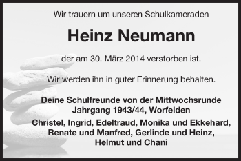 Traueranzeige von Heinz Neumann von Rüsselsheimer Echo, Groß-Gerauer-Echo, Ried Echo
