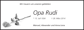 Traueranzeige von Opa Rudi  von Odenwälder Echo