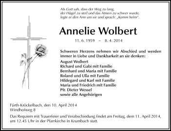 Traueranzeige von Annelie Wolbert von Starkenburger Echo