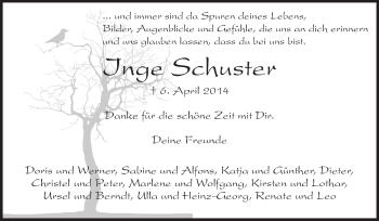 Traueranzeige von Ingwe Schuster von Rüsselsheimer Echo, Groß-Gerauer-Echo, Ried Echo