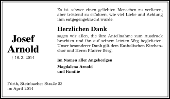 Traueranzeige von Josef Arnold von Starkenburger Echo