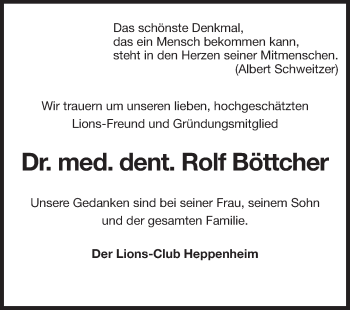 Traueranzeige von Dr. Rolf Böttcher von Starkenburger Echo, Bergsträßer Anzeiger