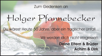 Traueranzeige von Holger Pfannebecker von Echo-Zeitungen (Gesamtausgabe)