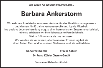 Traueranzeige von Barbara Ankerstorm von Echo-Zeitungen (Gesamtausgabe)