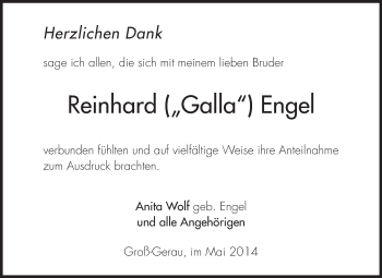 Traueranzeige von Reinhard Engel von Rüsselsheimer Echo, Groß-Gerauer-Echo, Ried Echo