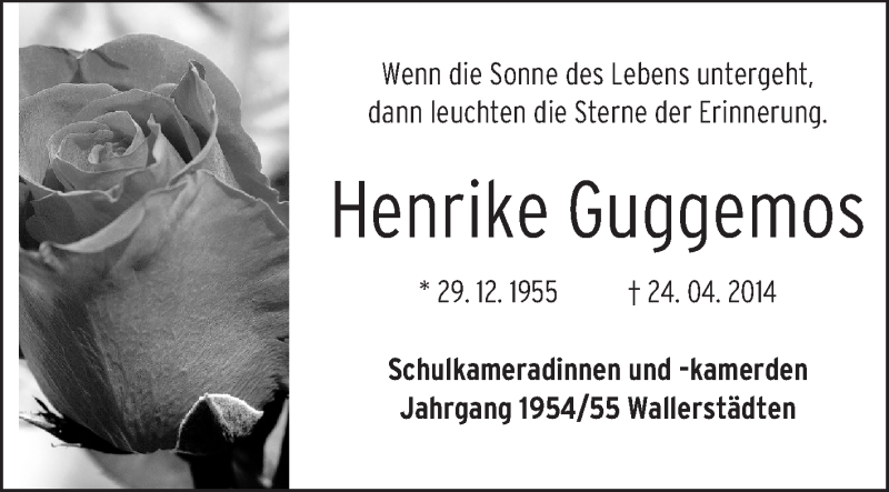  Traueranzeige für Henrike Guggemos vom 03.05.2014 aus Rüsselsheimer Echo, Groß-Gerauer-Echo, Ried Echo