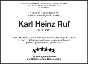 Traueranzeige von Karl Heinz Ruf von Rüsselsheimer Echo, Groß-Gerauer-Echo, Ried Echo