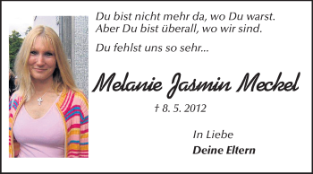 Traueranzeige von Melanie Jasmin Meckel von Echo-Zeitungen (Gesamtausgabe)