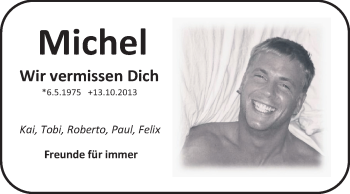 Traueranzeige von Michel  von Echo-Zeitungen (Gesamtausgabe)