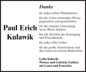 Traueranzeige von Paul Erich Kulawik von Starkenburger Echo, Bergsträßer Anzeiger
