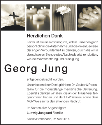 Traueranzeige von Georg Jung von Echo-Zeitungen (Gesamtausgabe)