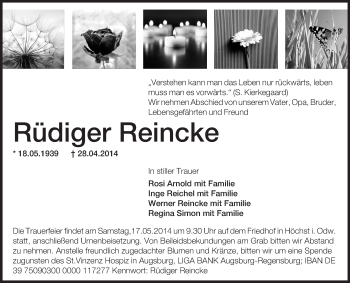 Traueranzeige von Rüdiger Reincke von Odenwälder Echo