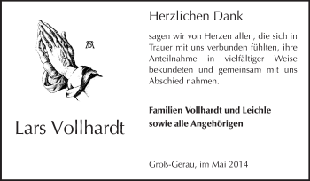 Traueranzeige von Lars Vollhardt von Rüsselsheimer Echo, Groß-Gerauer-Echo, Ried Echo
