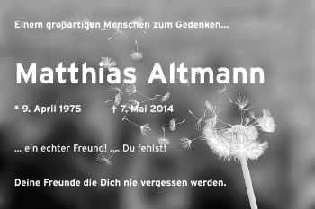 Traueranzeige von Matthias Altmann von Echo-Zeitungen (Gesamtausgabe)