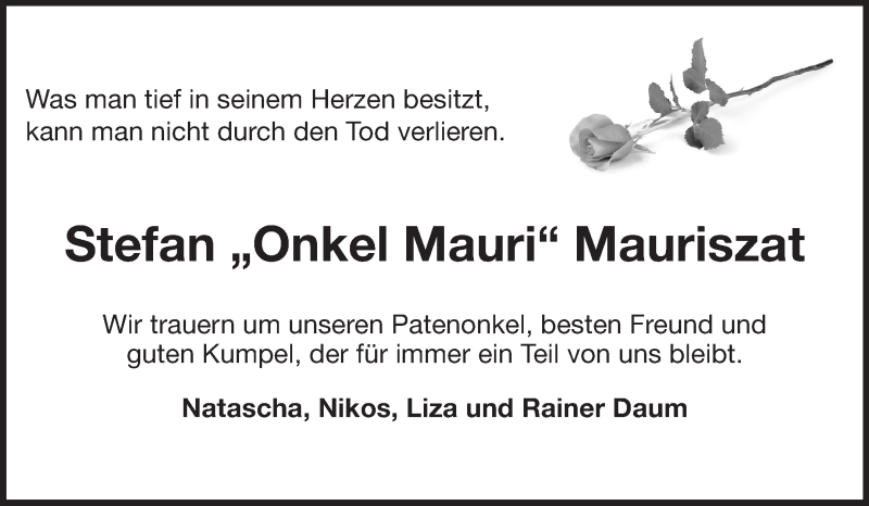  Traueranzeige für Stefan Mauriszat vom 17.05.2014 aus Rüsselsheimer Echo, Groß-Gerauer-Echo, Ried Echo
