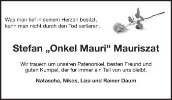 Traueranzeige von Stefan Mauriszat von Rüsselsheimer Echo, Groß-Gerauer-Echo, Ried Echo