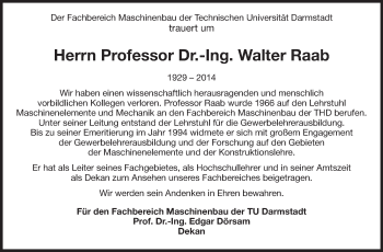 Traueranzeige von Walter Raab von Echo-Zeitungen (Gesamtausgabe)