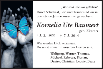 Traueranzeige von Kornelia Ute Baumert von Echo-Zeitungen (Gesamtausgabe)