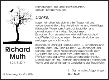 Traueranzeige von Richard Muth von Echo-Zeitungen (Gesamtausgabe)