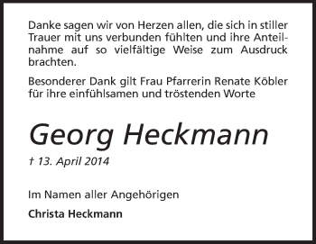 Traueranzeige von Georg Heckmann von Odenwälder Echo