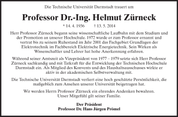 Traueranzeige von Helmut Zürneck von Echo-Zeitungen (Gesamtausgabe)