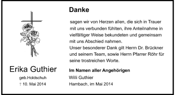 Traueranzeige von Erika Guthier von Starkenburger Echo