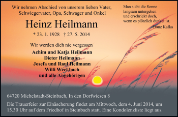 Traueranzeige von Heinz Heilmann von Odenwälder Echo