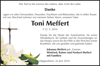 Traueranzeige von Toni Meffert von Starkenburger Echo