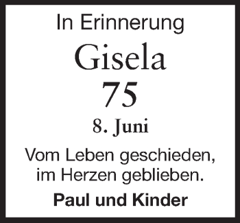 Traueranzeige von Gisela  von Echo-Zeitungen (Gesamtausgabe)