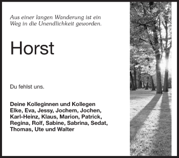 Traueranzeige von Horst  von Rüsselsheimer Echo, Groß-Gerauer-Echo, Ried Echo